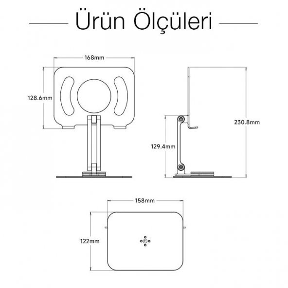 Coofbe Metal 360 Derece Dönebilen Açı Ve Yükseklik Ayarlı Masaüstü Tablet Standı Tablet Tutucu Stand - 10