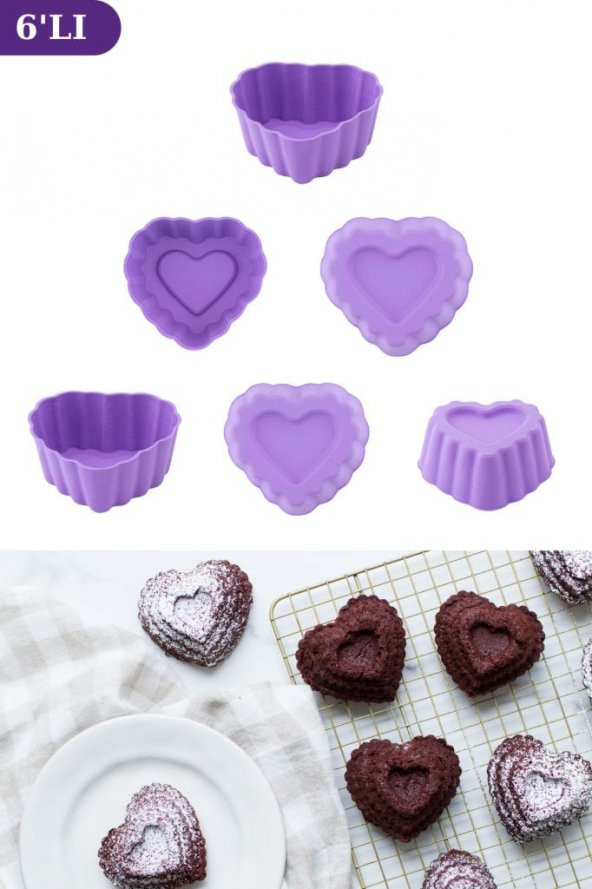 Onikiden Silicolife Airfryer Silikon Kalp Muffin Kek Kalıbı 6’lı- Tüm Hava Fritözleriyle Uyumlu SL11 - 8