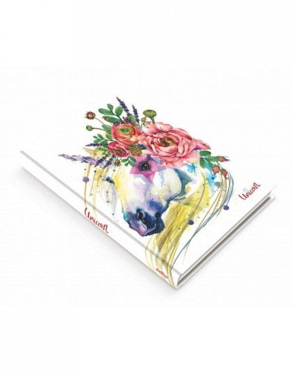 Deffter Unicorn Flower 96 Yaprak Çizgili Sert Kapak Defter