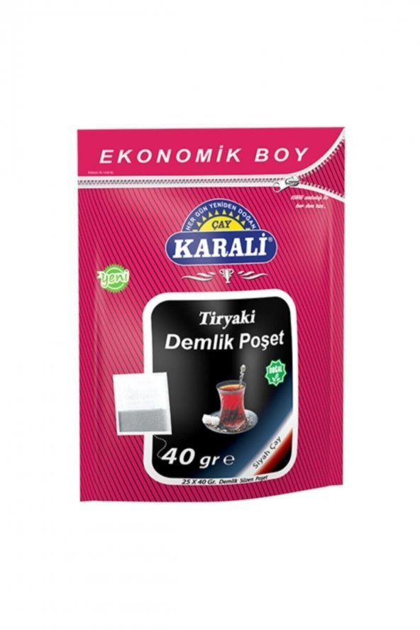 Karali Çay   Karali Tiryaki Jumbo Demlik Poşet Siyah Çay 25x40 gr