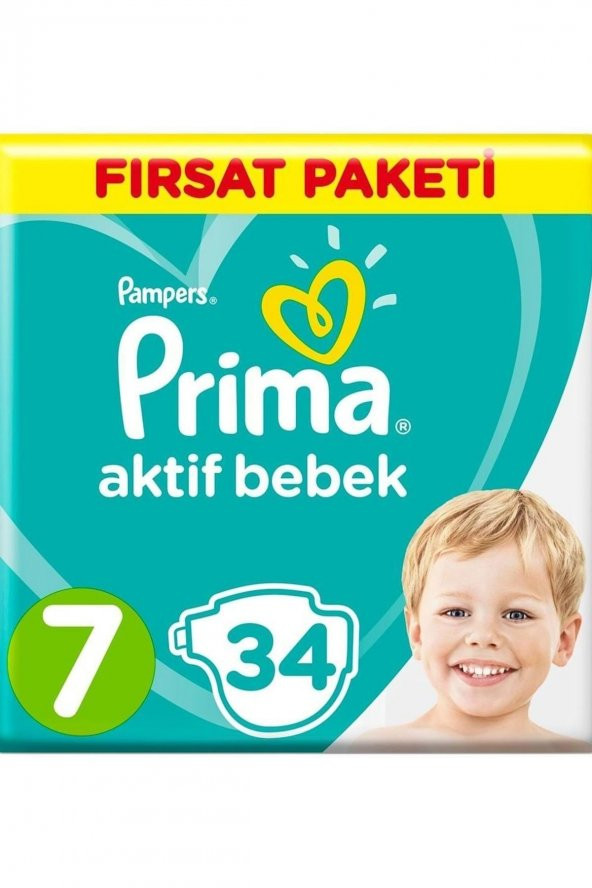 Prima Aktif Bebek Bezi Fırsat Paketi 7 Beden Large 34lü