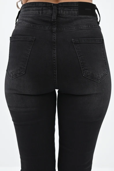 Kadın Yüksek Bel Füme Jean Pantolon 6189-23 - 5