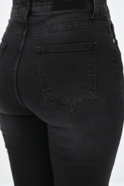Kadın Yüksek Bel Füme Jean Pantolon 6189-23 - 6