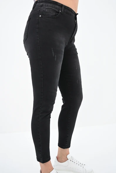 Kadın Büyük Beden Füme Jean Pantolon 6188-23 - 3