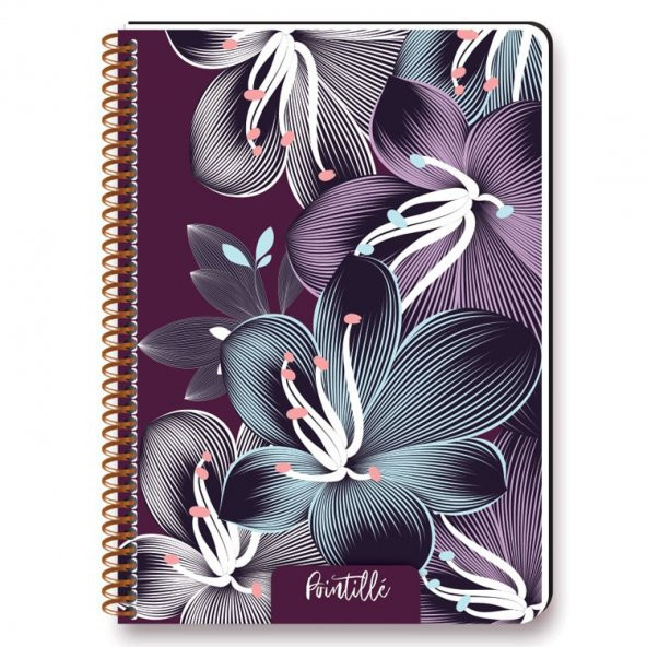 Keskin Color Pointille 20x28cm Plastik Kapak 80 Yaprak Kareli Spiralli Defter