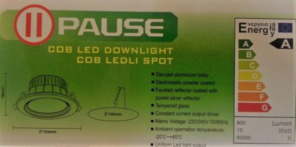 COB LED PANEL 10W GÜNIŞIĞI PAUSE