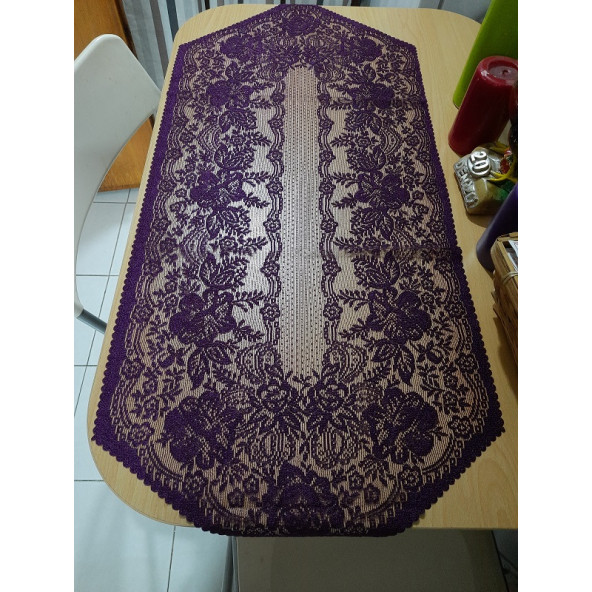 Örme Pano Şömen - 45 x 90 cm - Renk-Koyu Mor - Leke Tutmaz - 4
