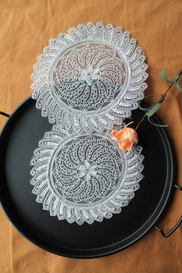 6 Adet Anthemis Chia Gümüş Bardak Altlığı & Kokteyl Peçetesi - 4