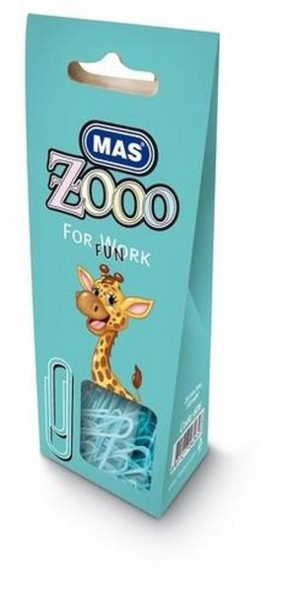 Mas Zooo - Karton Pakette Plastik Kaplı Ataş - No:3 - Turkuaz