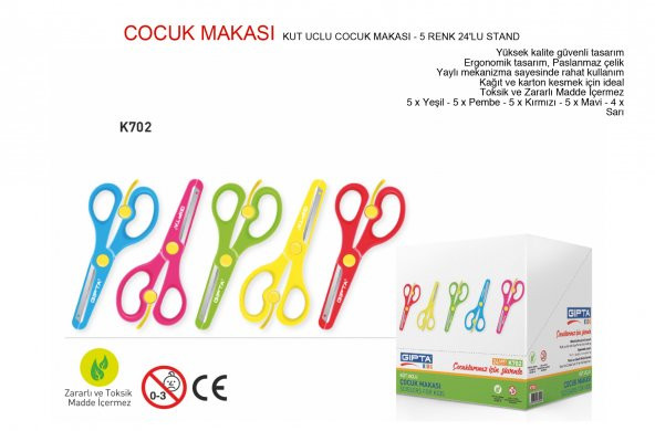 Gıpta Kids Küt Uçlu Korumalı Çocuk Makası K702