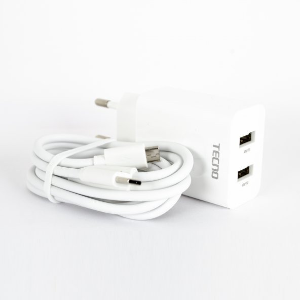 Tecno Samsung Galaxy A11 Çift UsbA & Type-C ve Micro Çıkışlı Kablolu Hızlı Şarj Aleti - Resim 2