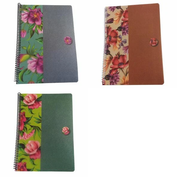 Keskin Color Uni Flowers A4 80 Yaprak Çizgili Spiralli Plastik Kapak Defter