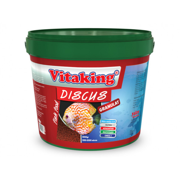 Vitaking Discus Granulat Balık Yemi 3 Kg Kova Balık Yemi