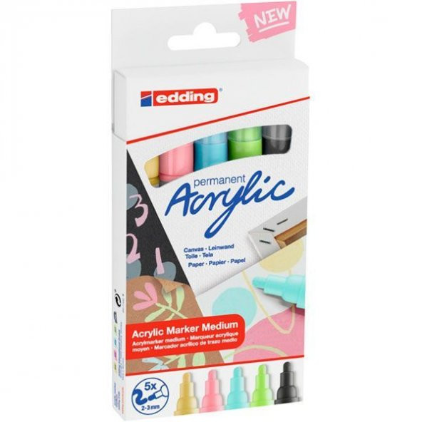 Edding Permanent Akrilik Kalem Seti 5li Pastel - 3