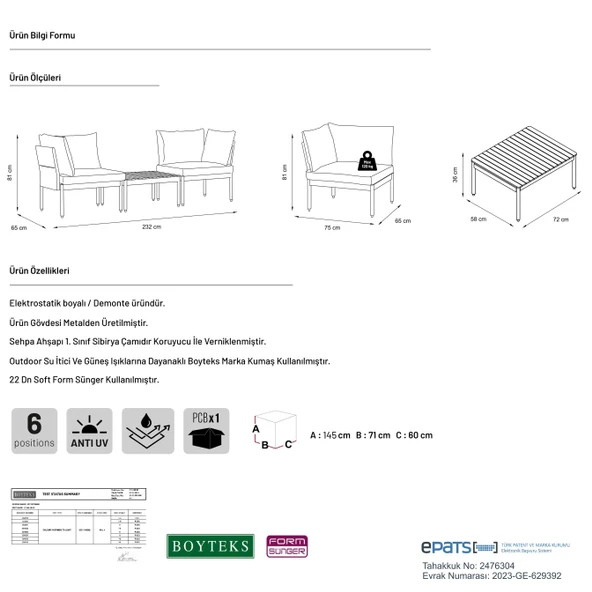 Limni Home Mini Multilounge Bahçe Balkon mobilyasi, Şezlong ( KREM ) - 3
