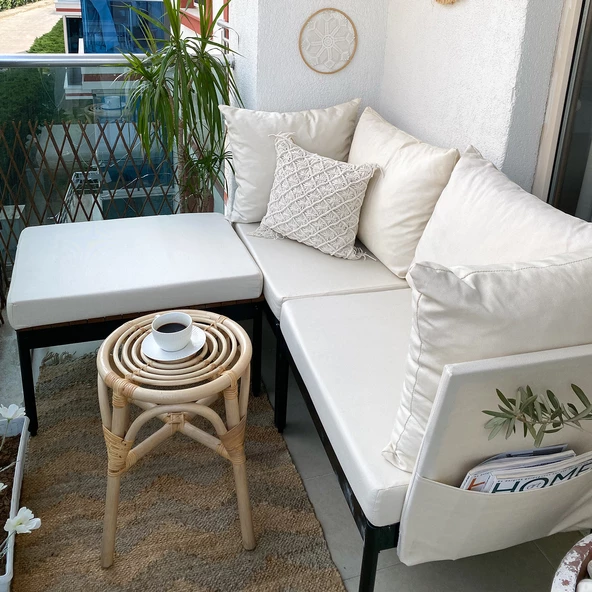 Limni Home Mini Multilounge Bahçe Balkon mobilyasi, Şezlong ( KREM ) - 2