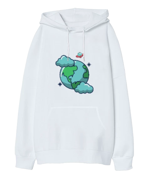 Ufo Oversize Unisex Kapüşonlu Sweatshirt