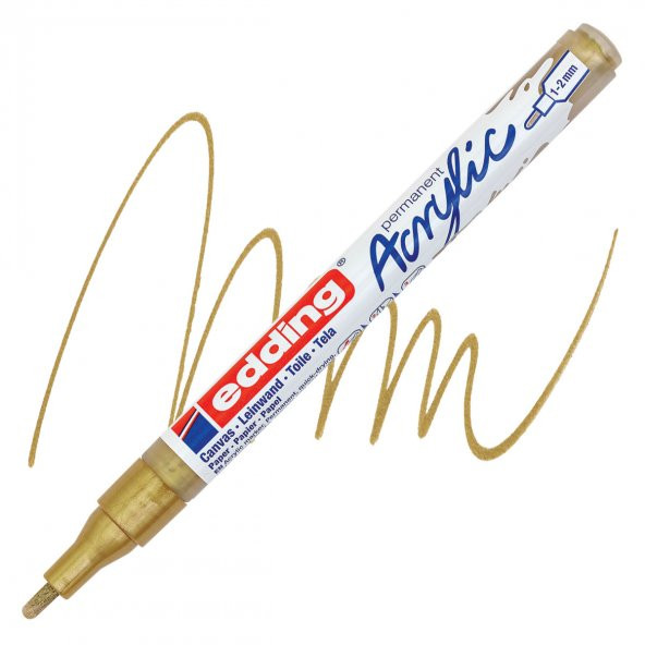 Edding 5300 Akrilik Markör 1-2mm Yuvalak Uç Altın - 4
