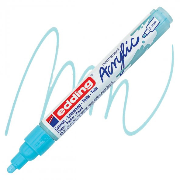 Edding 5100 Akrilik Markör 2-3mm Yuvarlak Uç Pastel Mavi̇ - 4