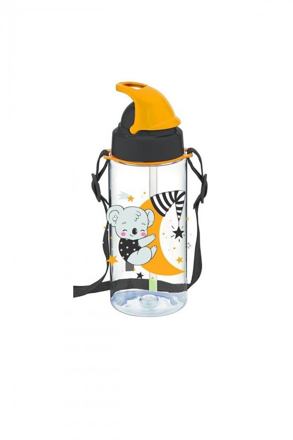 Third Tritan Sarı Desenli Pipetli Matara 500 Ml Bpa Free Askılı Suluk - 2