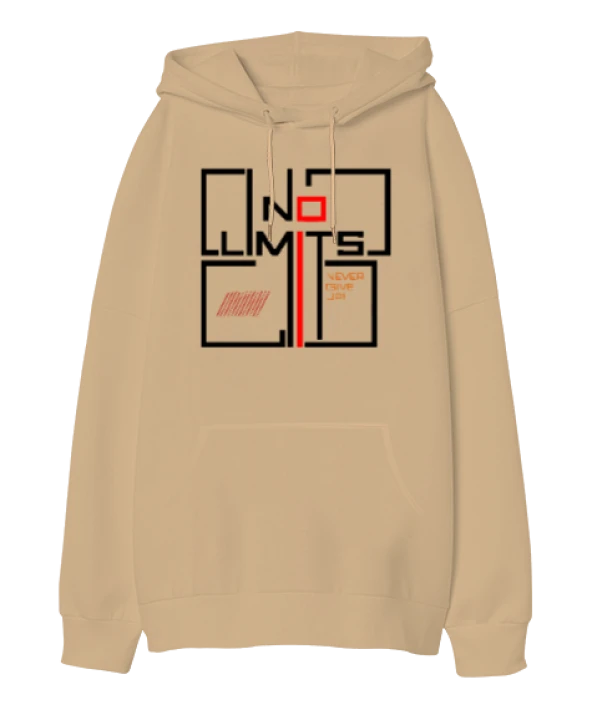 No Limits Oversize Unisex Kapüşonlu Sweatshirt
