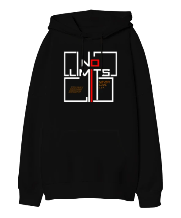 No Limits Oversize Unisex Kapüşonlu Sweatshirt