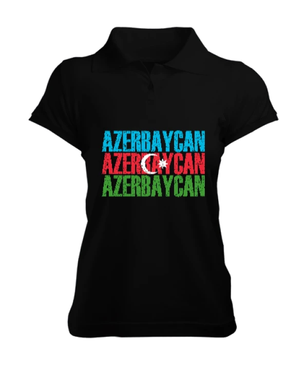 Azerbaycan,Azerbaijan,Azerbaycan Bayrağı,Azerbaycan logosu. Kadın Polo Yaka Tişört