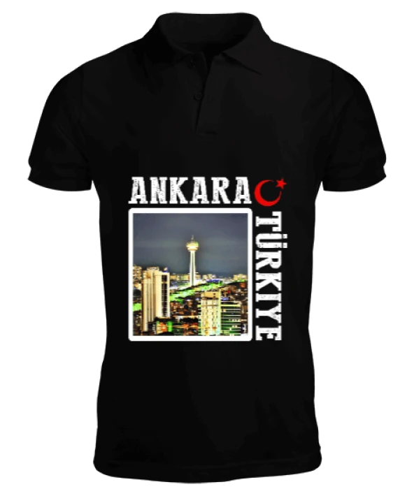 ankara, ankara şehir ,Türkiye,Türkiye bayrağı. Erkek Kısa Kol Polo Yaka