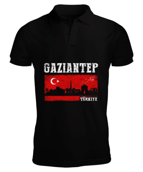 gaziantep, gaziantep şehir ,Türkiye,Türkiye bayrağı. Erkek Kısa Kol Polo Yaka