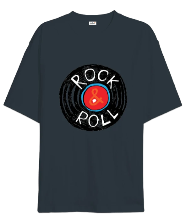 rock roll baskılı Oversize Unisex Tişört