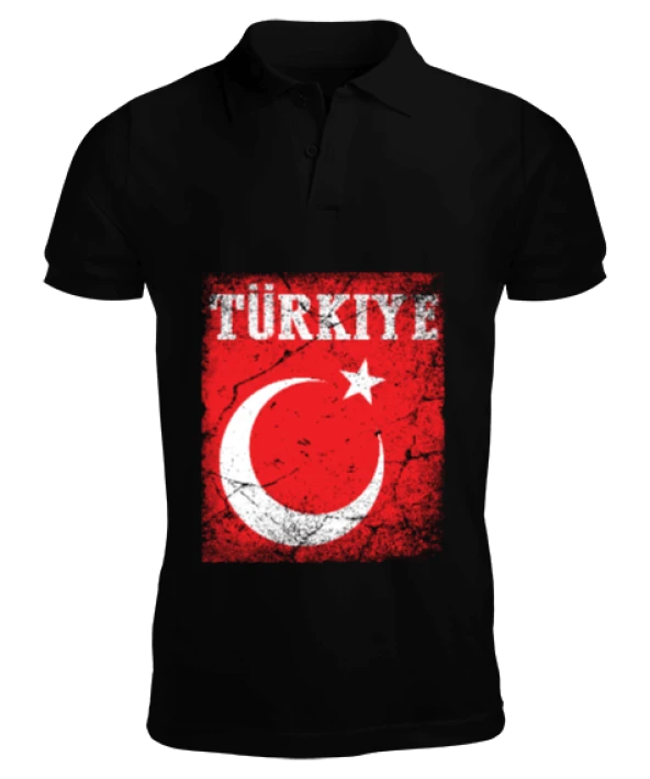 Türkiye,Türkiye bayrağı,Hilal ve yıldız. Erkek Kısa Kol Polo Yaka