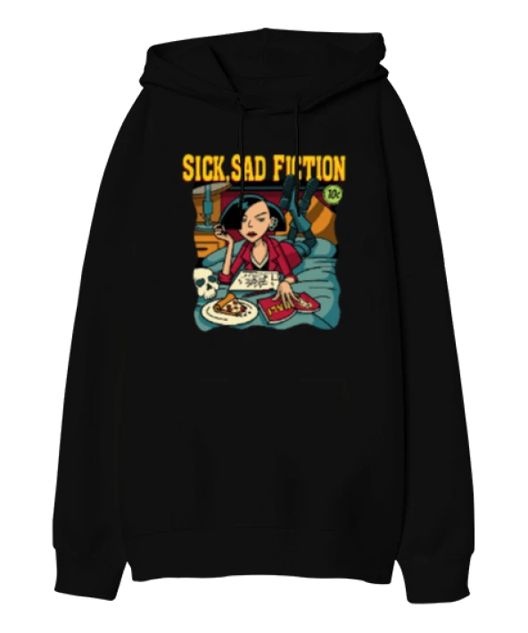 UNISEX Sick Sad Fiction Pulp Fiction Daria Parodi Tumblr Grunge Aesthetic Harajuku Oversize  Oversize Unisex Kapüşonlu Sweatshirt