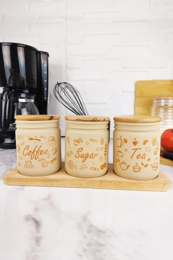 Digithome Ahşap Standlı 3’lü Cam Kavanoz Seti 446 Cc – 232102-021 - 3