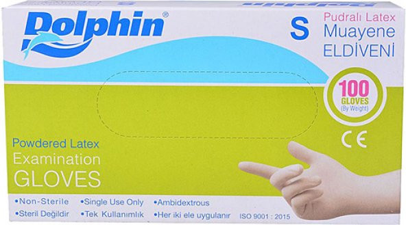 Dolphin Lateks Eldiven Pudralı Küçük ( S ) - 100 Adet