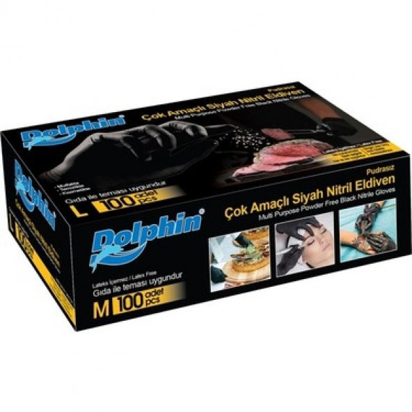 Çok Amaçlı Pudrasız Siyah Nitril Eldiven Orta (M) - 100 Adet - 2