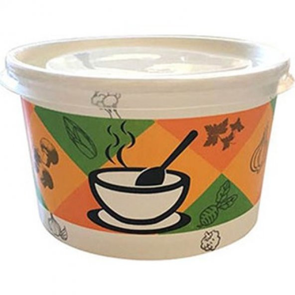 16 oz Kapaklı Karton Çorba Kasesi - Resim 2