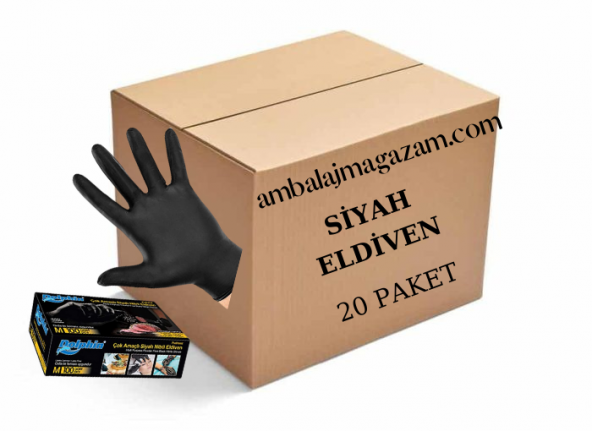 Çok Amaçlı Pudrasız Siyah Nitril Eldiven  M Beden Koli ürün görseli