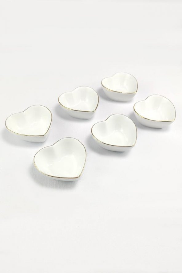 Digithome Porselen 6lı Kalpli Kase Yaldızlı 7 Cm - H-7G 66906 - 5