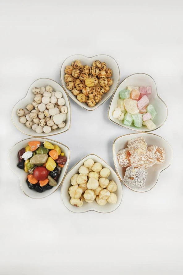 Digithome Porselen 6lı Kalpli Kase Yaldızlı 7 Cm - H-7G 66906 - 3