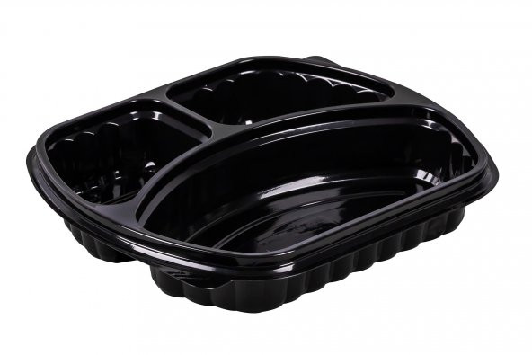 Üç Bölmeli Kapaklı Gıda Kabı Mikrodalga Fırına Uygun 200 Adet - 2