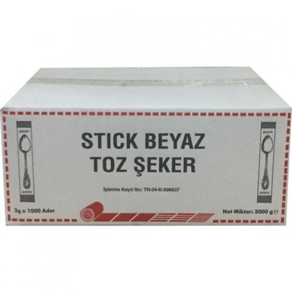 Stick Beyaz Şeker 3gr (1000) adet
