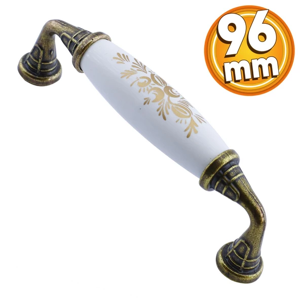 Sude (96 mm-9.6 cm) Polimer Eskitme Antik Sarı Mobilya Mutfak Çekmece Dolap Kulpu Kulbu Kulpları