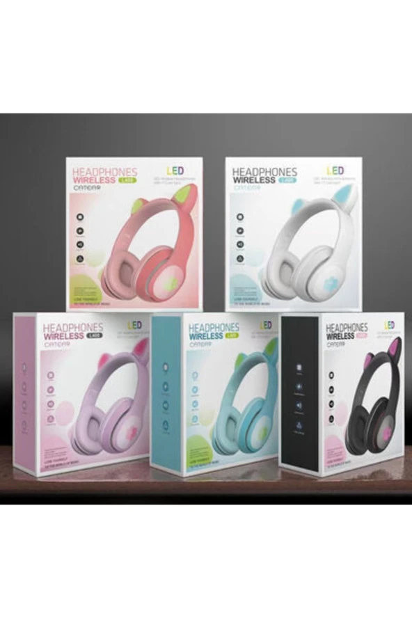 Fuchsia F400 Kablosuz Bluetoothlu RGB Ledli Kedi Tasarım Kulaklık - 12
