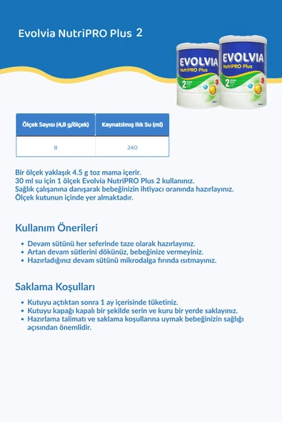 Evolvia NutriPRO Plus 2 Devam Sütü 1000 gr - 3