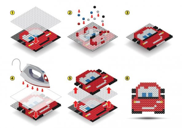 Pixel Pixel Boncuk Eğitici, Eğlenceli Etkinlik ve Oyuncak Seti, Disney Cars (1.280 adet renkli) B16-02 - 3