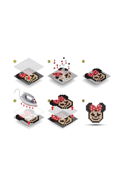 Ütü ile Yapışan Boncuk Aktivite ve Oyuncak Seti, Disney Minnie Mouse 5 Figür-Pixel Pixel B16-04 - 3