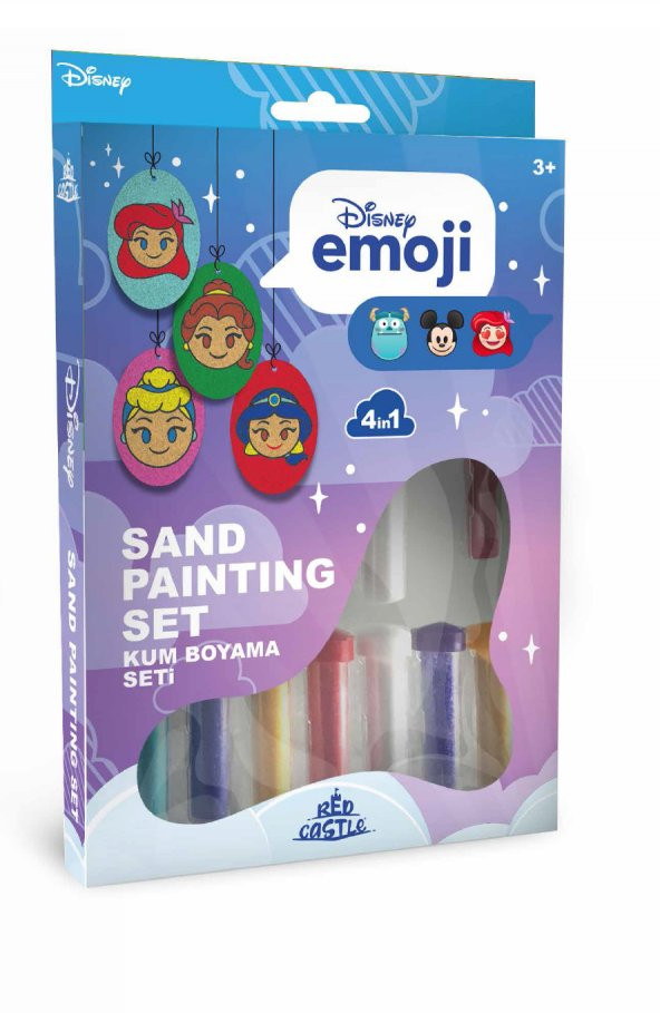 Eğitici ve Eğlenceli Kum Boyama Seti, Disney Princess Emojiler 4ü 1arada DSO-05