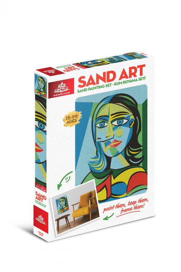 Sand Art Yetişkin Kum Boyama Aktivite Seti Kübik Kadın-Red Castle YKO-16