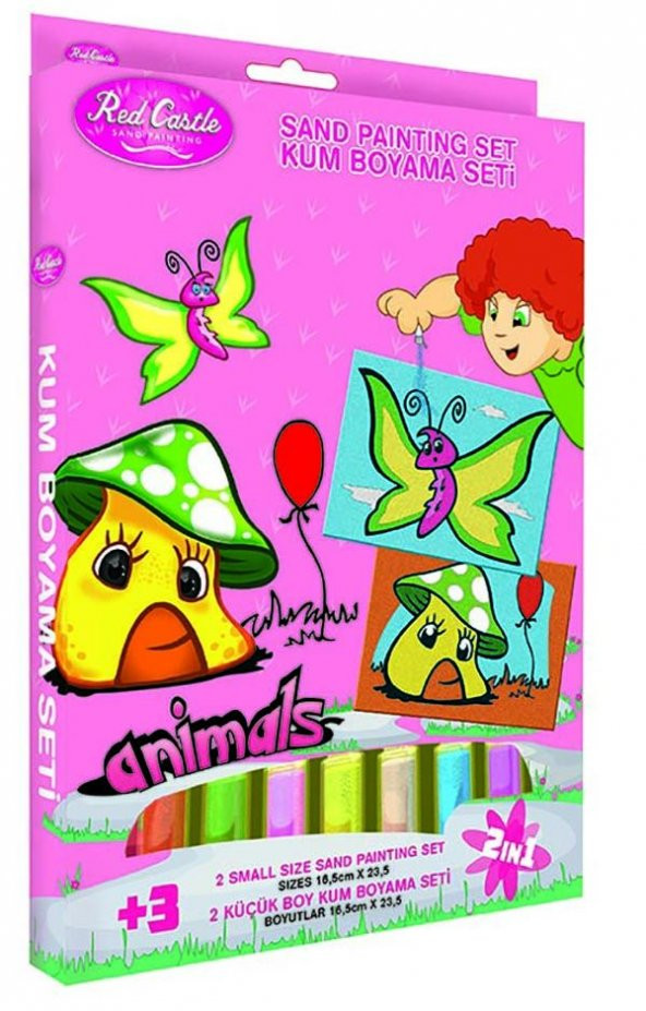Eğitici ve Eğlenceli Kum Boyama Seti, Red Castle Kelebek & Mantar, 2si 1 arada DS 202