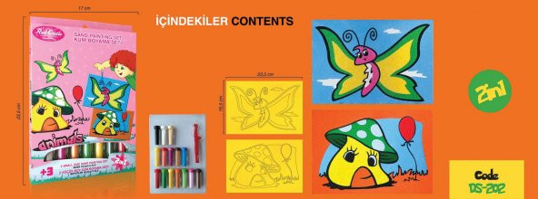 Eğitici ve Eğlenceli Kum Boyama Seti, Red Castle Kelebek & Mantar, 2si 1 arada DS 202 - 2